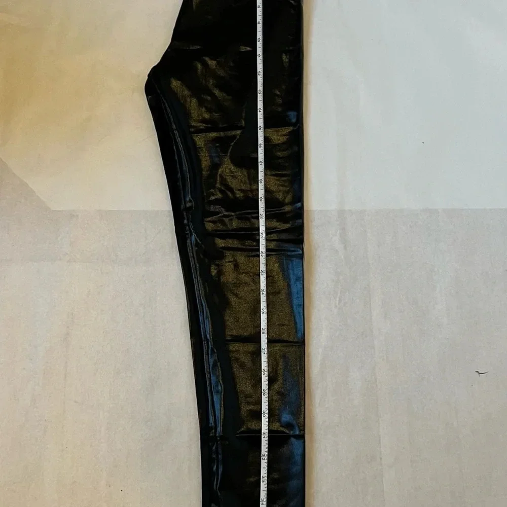 Women’s Black Leggings Faux Leather Stretchy Size S - Picture 8 of 11